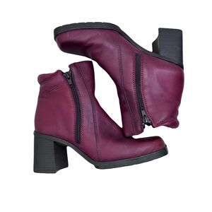 Women's Leather Burgundy Heeled Ankle Boots with Zipper Warm Size 7